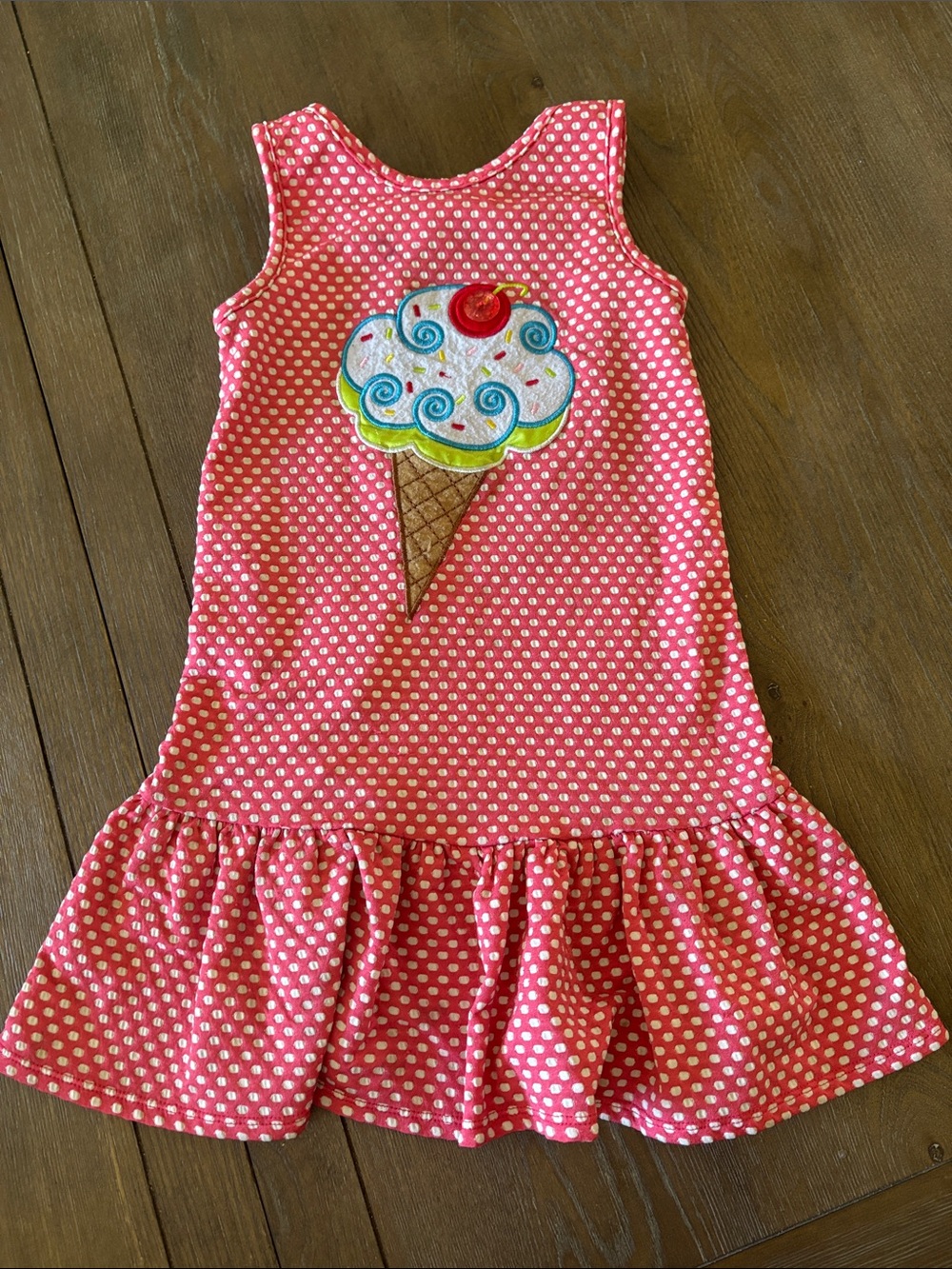 Hot Pink Polka Dot Ice Cream Girls' Dress
